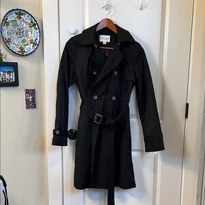 Cole Haan Black hooded trench coat S